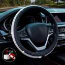 Diamond Leather Steering Wheel Cover with Bling Bling Crystal Rhinestones,Large-Size of 15 1/2 inches-16 inches Black