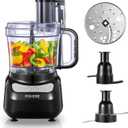 FOHERE Food Processor, 12 Cup, 2-in-1 Feed Chute Food Chopper & Meat Grinder, 500 Watt Motor, BPA Free, Stainless Steel, Procesador de Alimentos for Mincing, Dicing, Shredding, Puree & Kneading Dough
