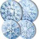 Aihonmin Electric Stove Burner Covers,Set of 4 Round Stove Burner Covers,8 &10 Inch,Gas Stove Burner Covers,Metal Stove Burner Cover,Modern Cooktop Decorative-White Christmas Snowflakes Theme