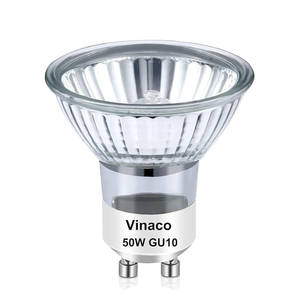 Vinaco GU10 Halogen Bulb Dimmable, GU10+c 110V 50W Candle Warmer Lamp Replacement, MR16 GU 10 50W Halogen Bulb 120V, 50 W MR16 with Glass Cover for Track&Recessed Lighting, 2800K Warm White, 5 Pack
