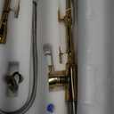 Classical High Arc Single Handle Spring Kitchen Faucet with Pull Down Spray, Swiveling Commercial Single Handle Kitchen Sink Faucets for Farmhouse, Gold