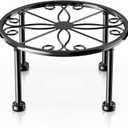 Garden Gifts Plant Lovers Gifts Black Metal Plant Stand with Anti-Slip Base Rustproof Heavy Duty Decorative Round Flower Stand Display Shelf for Indoor/Outdoor (1 Pack Glossy Black)