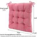 4 Pack Square Seat Cushion Chair Pads for Kitchen Dining Chairs, Soft Comfort Velvet Chair Mat Pillow Cushions with Ties for Office Desk Living Room Tatami 15.5", Pink