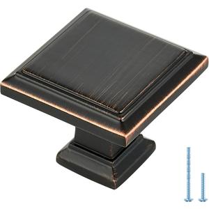 Ravinte Hardware 10 Pack Kitchen Cabinet Pulls Square Drawer Single Hole Handles Oil Rubbed Bronze for Cupboard Gold Dresser Solid