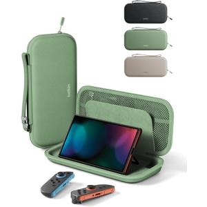 Belkin Nintendo Switch 2 Case, Travel Bag w/AirTag Holder & Storage Pocket for Up to 12 Game Cards - Portable, Lightweight Carrying Case w/Hard Shell, Soft Interior, Switch 2 Accessories - Sage