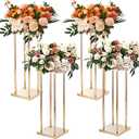 VEVOR 4PCS Gold Metal Column Wedding Flower Stand, 31.5inch High with Metal Laminate, Vase Geometric Centerpiece Stands, Cylindrical Floral Display Rack for Events Reception, Party Road Leads