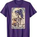 Retro Funny The Dachshund Mom Tarot Card Skeleton Halloween T-Shirt, XXL