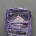 Maod Clear Backpack Heavy Duty Stadium Approved PVC Transparent Large School Book Bag with Free Sticker and A Pendant (Purple)