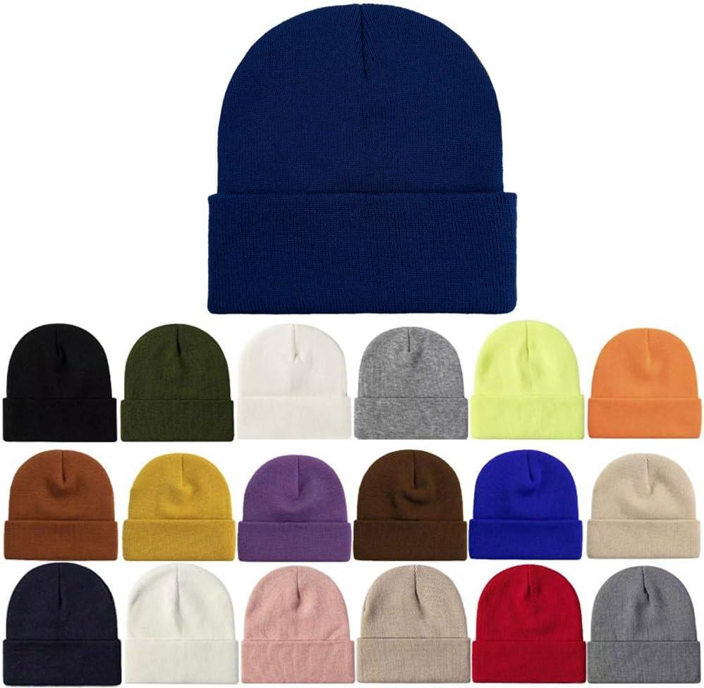 Beanie Hats for Women Men Knit Winter Beanies Warm Winter Hats Acrylic Knit Cuffed Beanie Cap Unisex (Navy)
