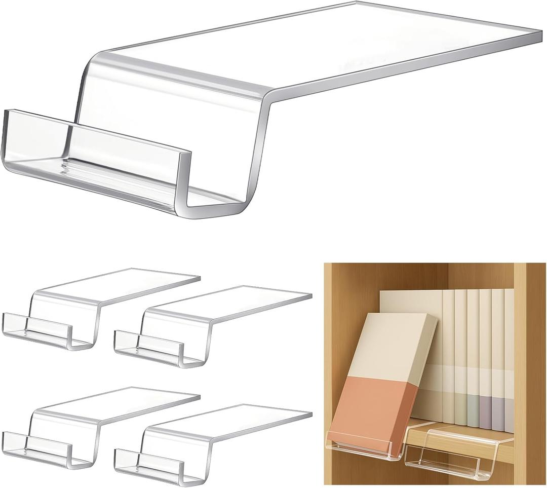 4 Pack Acrylic Book Stand for Display Bookcase Bookshelf Clear Display Holder Easel Collector Stand for Library Home Office Comic Album CD Magazine Postcard Artworks