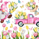 Mfault 9 Sheets Spring is in The Air Tulip Flowers Window Clings, Floral Gnome Truck Cart Wall Glass Stickers Decal Decorations, Bouquet Butterfly Living Room Home Kitchen Decor 2 Pack