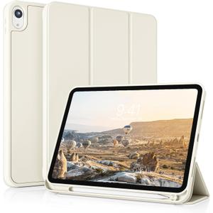 kenke Case for iPad (A16) 11 Inch 2025, iPad 10th Generation 10.9 Inch 2022, Slim Trifold Stand Case with Pencil Holder, Soft TPU Smart Back Cover, Auto Sleep/Wake, Cream White