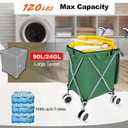 Wellmax Folding Shopping Cart with Canvas Bag & Cover, Holds 120 lb, Green