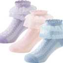 Zando Baby Girl Socks with Ruffle Lace Frilly, Princess Dress Dance Ruffle Socks for Toddler Girls 6 Pairs, One Size