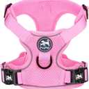PoyPet Reflective Soft Breathable Mesh Dog Harness No Choke Double Padded Vest Adjustable(Light Pink,XL)