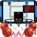 Indoor Basketball Hoop for Kids, Over The Door LED Light Mini Basketball Hoop with Scoreboard & 4 Balls - Basketball Toys Gifts for 3 4 5 6 7 8 9 10 11 12 Year Old Boys and Girls