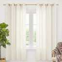 YoungsTex Ivory Linen Curtains 72 Inch Length for Living Room, Light Filtering Drapes with Bronze Grommet Rustic Semi Sheer Privacy for Bedroom Farmhouse Decorative, 52 x 72 Inch, 2 Panels