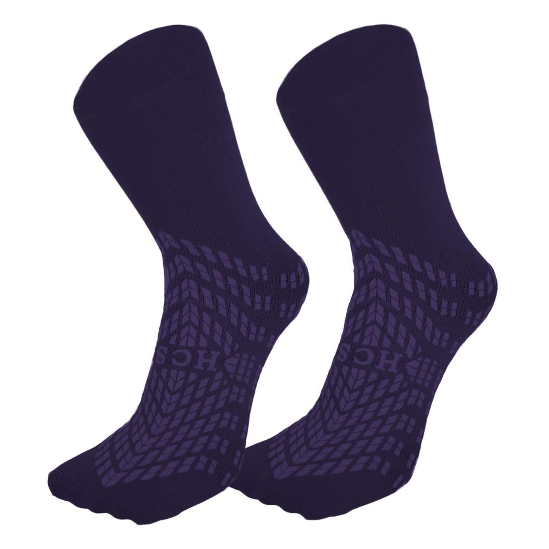 HCS XL Non-Slip Hospital Socks with Grips for Women & Men (6 Pairs) - 360 All-Around Tread Non-Slip Sock for Elderly/Seniors - Hospital Grip Socks, Fall Risk Patient Slippers (Navy, XL)