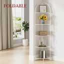 Crofy Foldable 5 Tier Corner Shelf, Metal Corner Plant Stand with White Frame and Transparent Shelves, Corner Display Rack Multipurpose Shelving Unit for Living Room, Bedroom, Bathroom