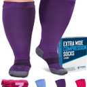 Doctor's Select 3 Pairs Plus Size Compression Socks Wide Calf | 20-30 mmHg Compression Socks for Women Wide Calf | Circulation Support Plus Size Compression Socks for Women | Pink, Purple, Blue, Size: 3X-Large