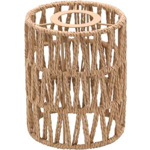 1-Pack Boho Rattan Lamp Shades, 5.9" H x 4.7" D Woven Small Shade Replacement, 3-Tier 1.62in Fitter Farmhouse Pendant Light Cover for Chandelier Floor Wall Lamp(Brown)