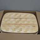 6 Pcs Bamboo Wicker Serving Trays 16.93 x 13 x 1.57 Inch Hand Woven Lap Trays for Eating Rectangular Flat Baskets Trays Decorative Bedroom Bed Tray for Eating Dinner Tray Fruit Snack Holder