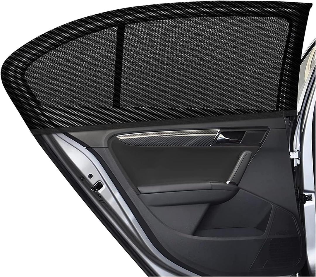 Kewucn 4 Pack Car Window Shades, Sun Rays Blocker & UV Protection for Baby Family Pet, Breathable Mesh Auto Window Covers, Elasticized Universal Window Screens for Most Cars (Car Front&Back)