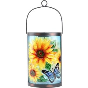 Hanging Solar Lantern Outdoor Waterproof LED Solar Lights Sunflower Decorative Solar Lanterns Tabletop Lamp for Outdoor Patio Garden Yard Decor
