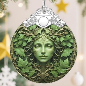 Christmas Ornaments, Christmas Tree Decorations, Keepsake Ornaments, Holiday Decor, Holiday & Xmas Gifts. Gifts for Plant Lovers & Nature Lovers - Nature Goddess-Theme (Green Woman)
