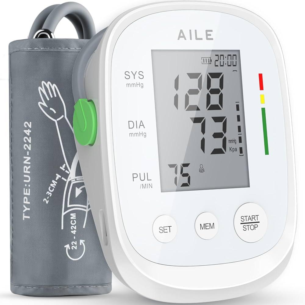 AILE Blood Pressure Monitor, Blood Pressure Machine Upper Arm Large Cuff(8.7"16.5"), High Automatic Blood Pressure Monitors Cuff for Home Use, Manual Arm Bp Monitor, 2 * 99 Memory