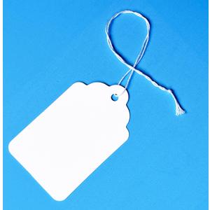 500 White Merchandise Tags #8 with String Attached 2 3/4 x 1 11/16 Paper Pre-Strung Marking Tags with 6 String for Pricing and Labeling
