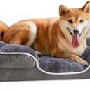 Orthopedic Dog Bed for Large Dogs, Waterproof Memory Foam Pet Beds with Sides, Washable Removable Cover, Non-Slip Base, Egg Crate Foam Couch for Improved Sleep, 35" L x 25" W x 6.5" Th (Grey)