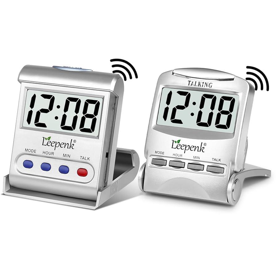 LEEPENK Talking Clocks for Blind Elderly,Hearing Impaired Alarm Clock,English Language Battery Operated Digital Clock for Seniors (1 Pack)