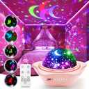 PIKOY Night Light for Kids, 90 Modes+6 Films+Dimmer+Timer+Remote Kids Night Light Projector, Rechargeable Built-in Battery+360 Silent Rotation Butterfly/Princess/Mermaid Room Decor,Girl Toys/Gifts (Pink)