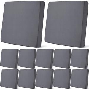 Tingjoo 8Pcs Patio Cushion Covers Stretch Outdoor Couch Cushion Covers Slipcovers Sets Replacement Furniture Sofa Chair Seat Couch Washable(Dark Gray)