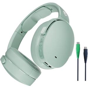 Skullcandy Hesh ANC Wireless Over-Ear Bluetooth Headphones with Charging Cable, Active Noise Cancelling, Up to 22 Hrs Battery, Foldable Lightweight Design, Microphone for iPhone Android - Preppy Sage