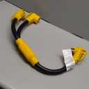 Kanayu 50Amp 1450 Y Splitter Adapter Cord ETL Listed 1450P Male to 2X 1450R Female 4 Prong 250V Splitter for RV and EV Heavy Duty 6/3+8/1 STW AWG RV Generator Outdoor Extension Cord, 3 Ft