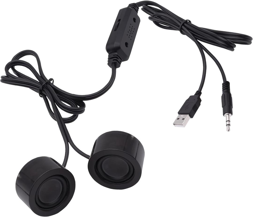 USB Mini Computer Speakers for Desktop Laptop Small PC Speakers USB-Powered 3.5mm TRS Stereo Jack with Volume Control Adjustment for MP3 Phone-1.2M/3.9FT