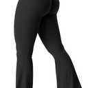 YEOREO Kalie Flare Scrunch Leggings for Women V Cross Waist Bell Bottom Yoga Pants Tummy Control Bootcut Workout Leggings (Medium, Black)