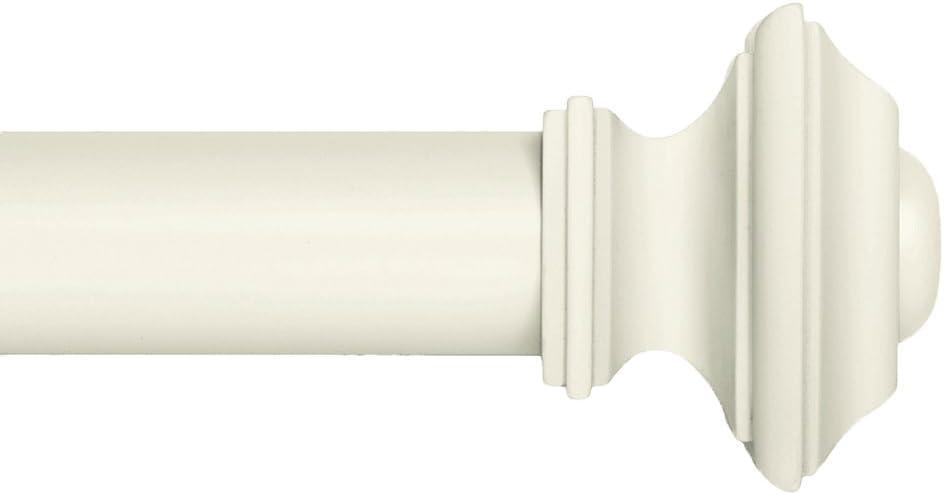 Ivilon Drapery Window Curtain Rod Set - Square Design 1 1/8 Rod. 72 to 144 Inch. Ivory/White