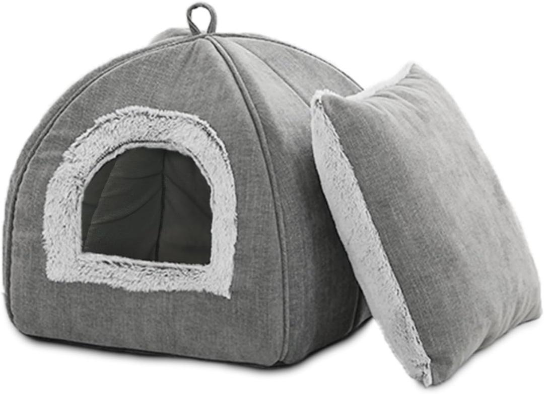 WINDRACING Cat Bed Cave-Cat Beds for Indoor Cats,Kittens and Large Pets,Foldable and Washable with Removable Cushioned and Anti Slip Bottom(Large,Grey)
