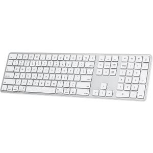 OMOTON Bluetooth Keyboard Compatible with Mac, with Numeric Keypad, Rechargeable Wireless Keyboard Compatible with MacBook Pro/Air, iMac, Mac mini/Pro Laptop and PC (Silver) (Three zone keyboard)