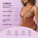 HeyShape Bodysuits for Women - V-Neck Lace Backless Thong - Body Shaper Tummy Control Shapewear for Women XL