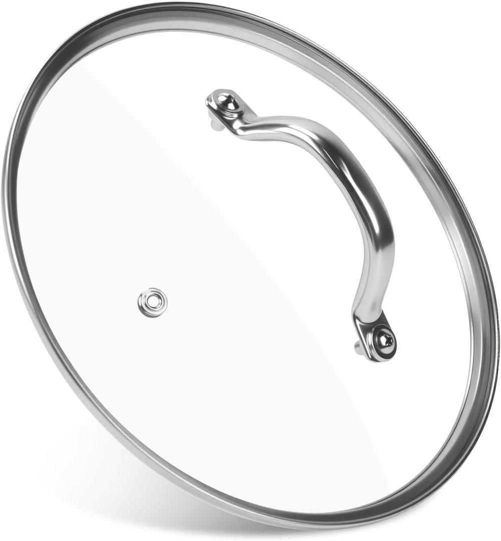 9.1 Inch Tempered Glass Lid Replacement for Instant Pot 6 Quart Pressure Cooker Inner Pot, 6 Qt Round Clear Tempered Pot Cover Accesories for Cooking, Stainless Steel Handle and Rim, 1Pack