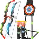 Bow and Arrow Set for Kids, 2 Pack LED Light Up Archery Set with 20 Suction Cup Arrows, Indoor and Outdoor Toy for Boys Girls Age 4-8 8-12 with Standing Target&2 Quivers, Birthday Gift 3-12 Years Old