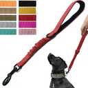 Short Dog Training Control Leash 18 Inch 1 Inch Wide Heavy Duty Elastic Traffic Bungee Leash with Padded Handle Suitable for Medium and Large Dogs(Red)