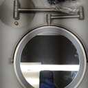 Rocollos Rechargeable Wall Mounted Lighted Makeup Mirror, 8 Inch Double-Sided LED Vanity Mirror 1X/10X Magnification,3 Color Lights Touch Screen Dimmable 360Swivel 13 Inch Extendable