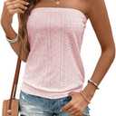 ZAFUL Women Satin Strapless Tube Tops Side Split Sleeveless Backless Bandeau Top Going Out Bustier Tops Silk Tank Top (Pink, XL)
