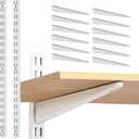 Adjustable Shelf Brackets 10 Pack Heavy Duty 12 Inch Wire Shelf Brackets with 2 Pack 39 Inch Twin Slotted Standard Uprights White