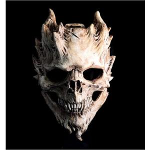 Full Head Skull Mask, Skeleton Mask forMen & Women - Deluxe Latex Helmet Cosplay Party Props (White)